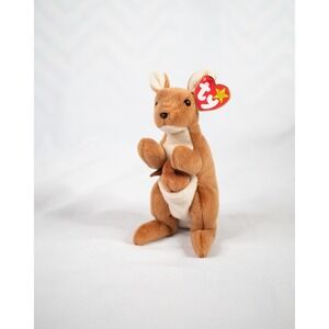 TY Beanie Babies Pouch November 6, 1996 Brown Kangaroo & Joey With Tag Plush Toy